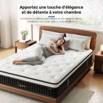 Matelas 120x190 cm - tr�s �pais 26 cm - matelas � ressorts ensach�s 7 zones mousse m�moire de forme hrhypoalle ...