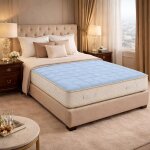 Matelas 140x190 20 cm - mousse haute densit� 35 kg / m� soutien ferme 2 faces tissu stretch bleu