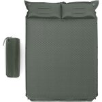 Matelas gonflable 2 personnes - goplus - matelas camping / plage autogonflant - 2 oreillers en u - 10 ...