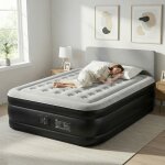 Matelas gonflable 2 personnes pompe �lectrique int�gr�e?avec dessus floqu� doux pour camping maison invit�s ...
