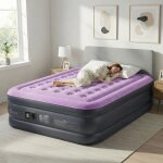 Matelas gonflable 2 personnes pompe �lectrique int�gr�e?avec dessus floqu� doux pour camping maison invit�s ...