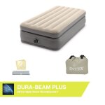 Matelas gonflable intex prime comfort 1 personne 99x191x51 cm gris avec motopompe intgre