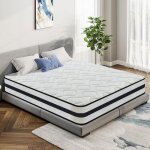 Matelas hybride double 140x190 cm �p 28 cm h3 ressorts ensach�s mousse � m�moire de forme 7 zones de ...