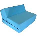 Matelas chauffeuse lit fauteuil futon pliable pliant 160x60x12 cm - natalia spzoo - bleu - mousse - ferme ...