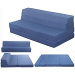 Matelas lit fauteuil futon pliable pliant - bleu - mousse - 140x190cm
