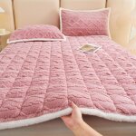 Matelas en velours c�tel� �pais et chaud prot�ge - matelas antid�rapant lavable avec 2 taies doreiller ...