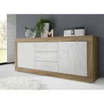 Matelpro - buffet / bahut moderne 210 cm chêne mercure / blanc structuré agathe - moderne & design - ... Matelpro - buffet / bahut moderne 210 cm chêne mercure / blanc structuré agathe - moderne & design - ...