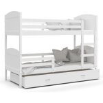Mateo lit superpos� - blanc - 2 sommiers + 2 matelas en mousse inclus - 90 x 190 cm