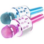 Micros karaok bluetooth max km01 - 2 micros avec haut - parleur intgr - rose et bleu