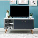 Max meuble tv scandinave - blanc et gris - l110cm