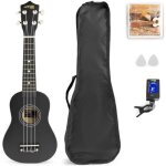 Max ukey - pack ukull et accessoires - noir cordes en nylon avec un accordeur numrique 2 mdiators ...
