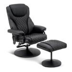 Mcombo fauteuil relax avec pouf 9022bk fauteuil tv pivotant � 360� - simili - cuir - noir