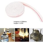 M�che plate en coton pour lampes huile et lanternes largeur 1. 3 cm longueur 4. 5m