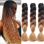 M�ches pour tresses africaines - estampille - 3 paquets - 24 pouces - noir / marron fonc� / marron clair ...