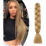 M�ches pour tresses africaines - estampille - 60 cm - blond fonc� - synth�tique - facile � crocheter ...