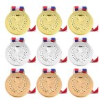 M�dailles enfants 9 pi�ces or argent bronze + rubans r�compense foot anniversaire ski sport comp�titions ...