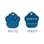 Medaille gravee pour chat petit modele patte de chat calinette - bleue