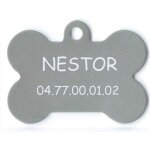 Medaille gravee pour chien grand modele os neptune - argent Medaille gravee pour chien grand modele os neptune - argent