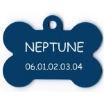 Medaille gravee pour chien grand modele os neptune - bleue Medaille gravee pour chien grand modele os neptune - bleue