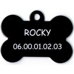 Medaille gravee pour chien grand modele os neptune - noire Medaille gravee pour chien grand modele os neptune - noire