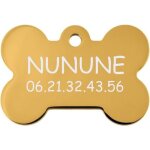 Medaille gravee pour chien grand modele os neptune - or