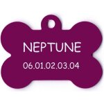 Medaille gravee pour chien grand modele os neptune - violette Medaille gravee pour chien grand modele os neptune - violette