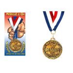 M�daille dor de la retraite - humoristique - r�sine - 22. 5cm