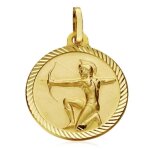 Mdaille pendentif 18k signe horoscope or sagittaire 20mm. signe du zodiaque clture sculpt