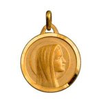 Pendentif religieux - 1001 bijoux - m�daille avec vierge plaqu� or - 18 cm de diam�tre - sc�ne de pri�re ...