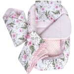 Medi partners 5 lments cocon de bb 100x60x15cm 100% coton rducteur de lit bb (fleur et minky rose ...