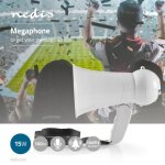 M�gaphone de supporter 15w avec microphone et sir�ne int�gr�s - blanc