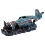 Ornement aquarium - meihe - avion artificiel endommag - rsine non toxique - 24x10x8 cm - dcoration ...