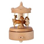 Meihe bo�te � musique en bois 4 cheval ascenseur - en mesure carrousel