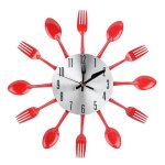 Horloge murale - meihe - coutellerie en acier inoxydable - rouge - 30 cm - design contemporain