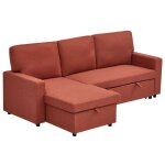 Meiya - canap dangle rversible 4 places convertible avec coffre en tissu - terracotta