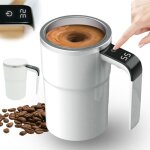 M�langeur �lectrique automatique - 380 ml - tasse � caf� magn�tique - acier inoxydable - blanc - usb ...