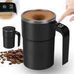 M�langeur �lectrique automatique - 380 ml - tasse � caf� magn�tique - acier inoxydable - noir - usb rechargeab ...