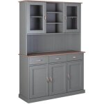 Melina - buffet vaisselier 5 portes 3 tiroirs coloris gris