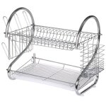 Mellifluous Égouttoir à vaisselle chromé effet inox double niveau avec porte - tasse et Égouttoir pour ... Mellifluous Égouttoir à vaisselle chromé effet inox double niveau avec porte - tasse et Égouttoir pour ...
