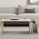 Melmo - table basse en bois effet pierre avec porte magazines Melmo - table basse en bois effet pierre avec porte magazines