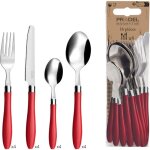 M�nag�re 16 pi�ces - suteo - r�glisse - acier inoxydable 18 / 0 - rouge - passe au lave - vaisselle - ...