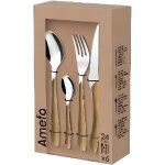 Mnagre - amefa - 24 pices - bois clair - bois massif - compatible lave - vaisselle