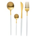 M�nag�re 24 pi�ces en inox mat 27cm blanc & or