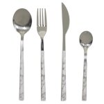 Mnagre en acier inoxydable 16 couverts riley effet marbre argent