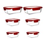 Set 6 boites hermetiques cristal carrees en verre avec couvercle