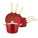 Set de 7 pieces colorama magenta - poeles / casseroles / faitout - en aluminium - revetement antiadhesif ...