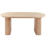 Menzzo table ovale burundi avec pieds design style colonnes effet travertin beige - table � manger