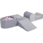 Meowbaby aire de jeux avec piscine a balles 200x45cm / 100 balles gris clair: rose pastel / transparent ...