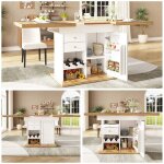 Merax table � manger extensible 110 - 140�80 cm avec tiroirs et porte - bouteilles table de cuisine pour ...