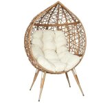 Merida - fauteuil cocon effet rotin assise capitonn�e